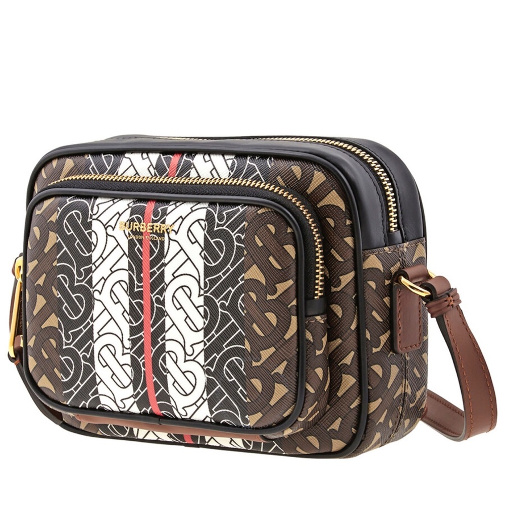 BURBERRY Monogram Stripe E-canvas Camera Bag - Picture 1 of 16